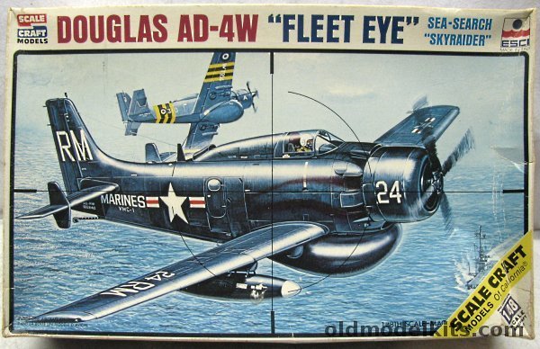 ESCI 1/48 AD-4W Fleet-Eye - Skyraider Early Warning Platform - US Marines VMC-1 'Guppy' Korean War 1950 / Royal Navy AEW1 849 Sq A Flight 1956 Suez Crisis, SC-4046 plastic model kit